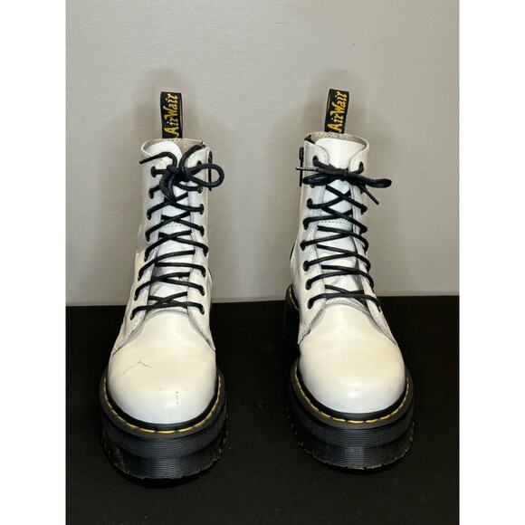 Doc Martens Jadon White Leather Platform Lace Up Combat Boots Women's Size 7 - Picture 1 of 10